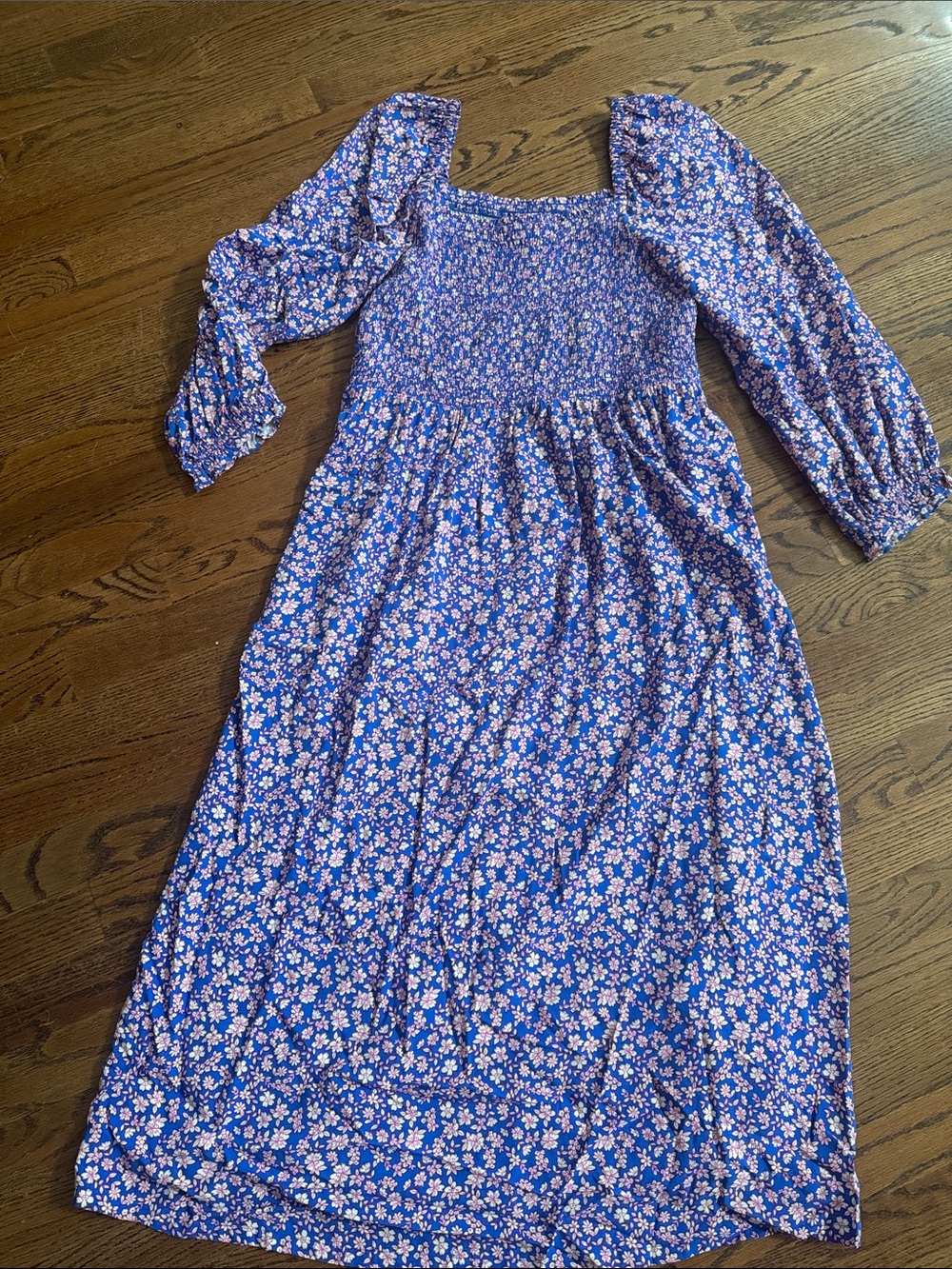 J. Crew floral smocked midis dress sz large
